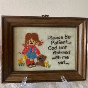 1976 Vintage Jiffy Stitchery "Please Be Patient"